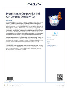 Drumshanbo Gunpowder Irish Gin Drumshanbo Gunpowder Irish Gin Ceramic Distillery Cat - Tech Sheet