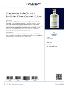 Drumshanbo Gunpowder Irish Gin Gunpowder Irish Gin with Sardinian Citrus Ceramic Edition - Tech Sheet