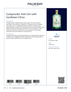 Drumshanbo Gunpowder Irish Gin Gunpowder Irish Gin with Sardinian Citrus - Tech Sheet