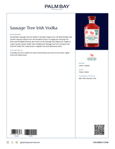 Drumshanbo Sausage Tree Pure Irish Vodka Sausage Tree Irish Vodka - Tech Sheet