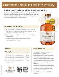 Drumshanbo Irish Whiskey On Prem Sell Sheet