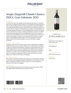 Famiglia Zingarelli Sergio Zingarelli Chianti Classico DOCG Gran Selezione 2013 - Tech Sheet