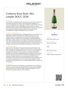 Fontanafredda Contessa Rosa Rosé, Alta Langhe DOCG 2016 - Tech Sheet