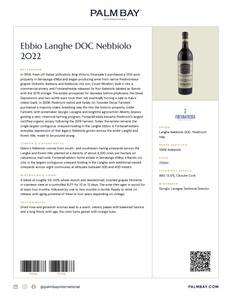 Fontanafredda Ebbio Langhe DOC Nebbiolo 2022 - Tech Sheet