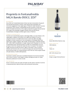 Fontanafredda Proprietà in Fontanafredda MGA Barolo DOCG 2017 - Tech Sheet