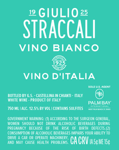 Giulio Straccali Vino Bianco - Back Label