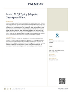 Invivo X, SJP Invivo X, SJP Spicy Jalapeño Sauvignon Blanc - Tech Sheet