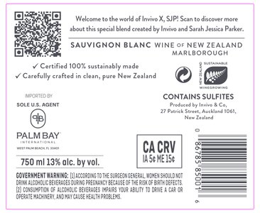 Invivo X, SJP Sauvignon Blanc 2025 - Back Label