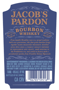 Jacob's Pardon Bourbon NV - Back Label
