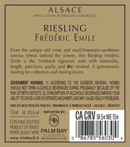 Maison Trimbach Frédéric Emile Riesling 2019 - Back Label