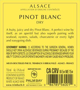 Maison Trimbach Pinot Blanc 2023 - Back Label