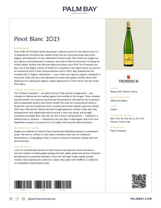 Maison Trimbach Pinot Blanc 2023 - Tech Sheet