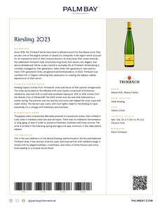 Maison Trimbach Riesling 2023 - Tech Sheet