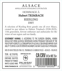 Maison Trimbach Riesling Hommage a Hubert Trimbach 2023 - Back Label