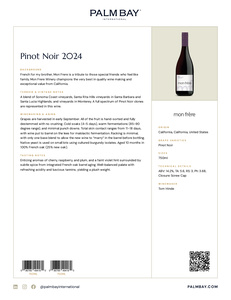 Mon Frère Pinot Noir 2024 - Tech Sheet