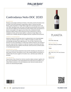 Planeta Controdanza Noto DOC 2020 - Tech Sheet