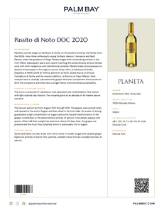 Planeta Passito di Noto DOC 2020 - Tech Sheet