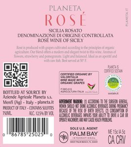 Planeta Rosé Sicilia DOC 2025 - Back Label