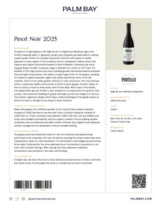 Portillo Wines Pinot Noir 2025 - Tech Sheet