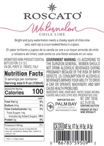 Roscato Watermelon Chile Lime - Back Label