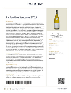 Saget La Perrière La Perrière Sancerre 2025 - Tech Sheet