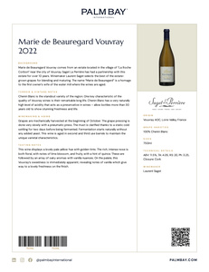 Saget La Perrière Marie de Beauregard Vouvray 2022 - Tech Sheet