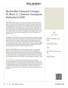 Taub Family Vineyards Beckstoffer Vineyard Georges III, Block G, Cabernet Sauvignon, Rutherford 2019 - Tech Sheet