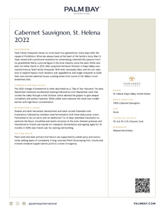 Taub Family Vineyards Cabernet Sauvignon, St. Helena 2022 - Tech Sheet