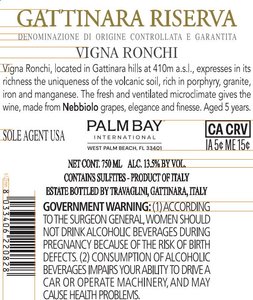 Travaglini Gattinara Riserva Vigna Ronchi DOCG 2019 - Back Label