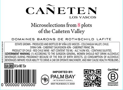 Viña Los Vascos Cañeten 2022 - Back Label