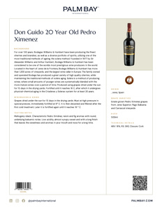 Williams & Humbert Sherries Don Guido 20 Year Old Pedro Ximenez - Tech Sheet