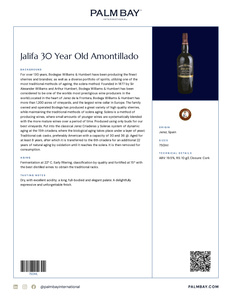 Williams & Humbert Sherries Jalifa 30 Year Old Amontillado - Tech Sheet