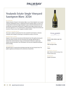 Yealands Yealands Estate Single Vineyard Sauvignon Blanc 2024 - Tech Sheet